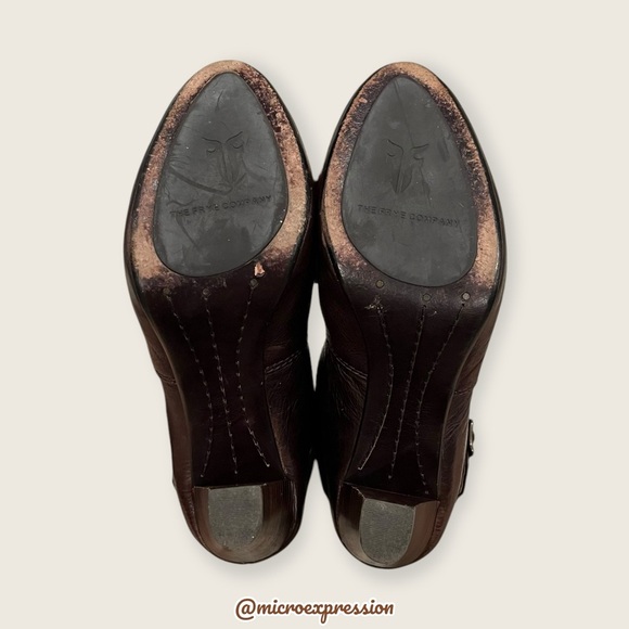 $369 Frye Miranda Slouch Mid Calf Brown Leather Casual Formal Stiletto Booties - Picture 9 of 12